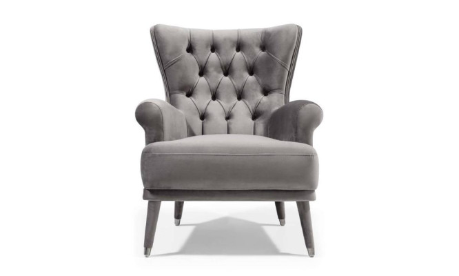 Grauer Chesterfield Sessel Wohnzimmer Möbel Polstersessel Mit Armlehnen