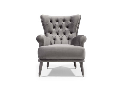 Grauer Chesterfield Sessel Wohnzimmer Möbel Polstersessel Mit Armlehnen