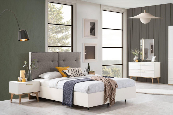 Gruppe Doppelbett Komplette Bett Schlafzimmermöbel Holz 6tlg Set Weiß 