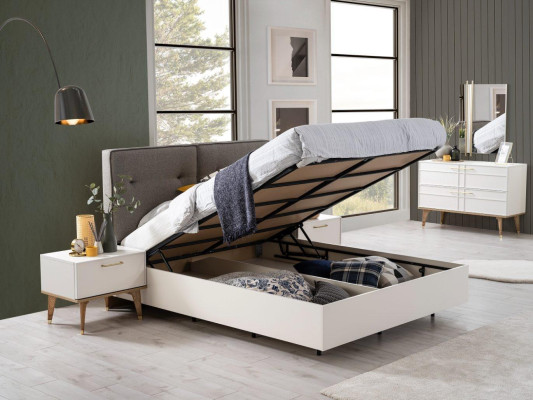 Gruppe Doppelbett Komplette Bett Schlafzimmermöbel Holz 6tlg Set Weiß 
