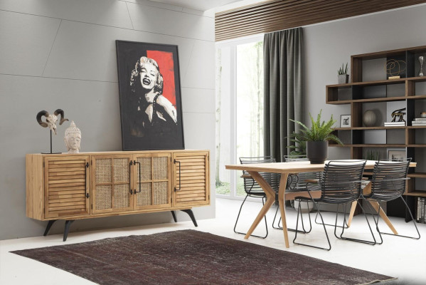 Essgruppe Essecke Esszimmer Esstisch Stühle Sideboard 6tlg Braun Holz 