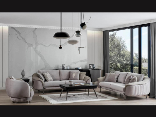 Wohnzimmer Luxus Grau Sofa Set 2x Dreisitzer Sofas Neu Sessel Design Möbel