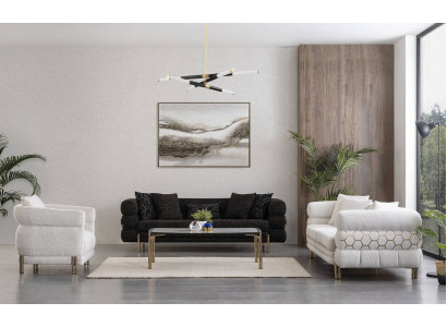 Couchgarnitur 3+3+1 Sitzer Luxus Sessel Wohnzimmer Garnitur Sofas 3tlg