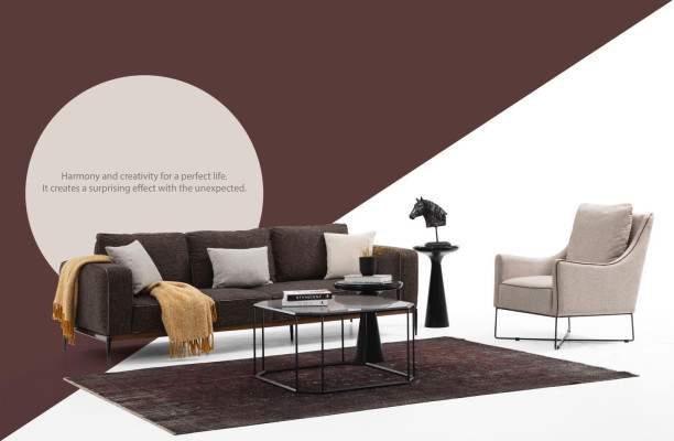 Sofagarnitur 4 Sitzer Sessel Viersitzer Grau Stoff Sofas Modern Design