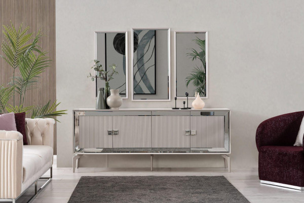 Esszimmer Luxus Essgruppe Garnitur Esstisch Set 9tlg Grau Holz Tisch