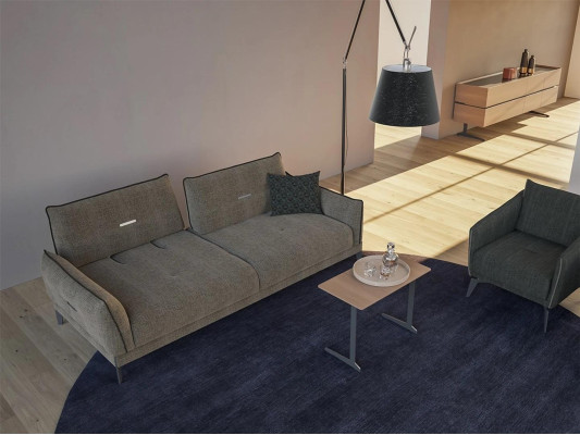 Design Grau Sofa Dreisitzer Modern 2x Sessel Polstermöbel Luxus Couchtisch