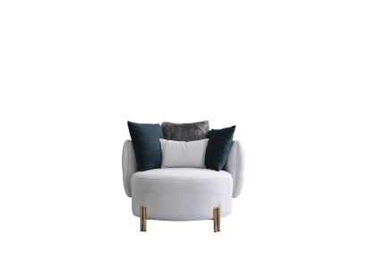 Weißer Textil Sessel Luxus Einsitzer Designer Wohnzimmer Polster Sessel