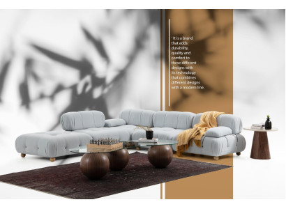 Ecksofa Sofa Stoff Wohnzimmer Sofas Eck Grau Modern Polyester Design