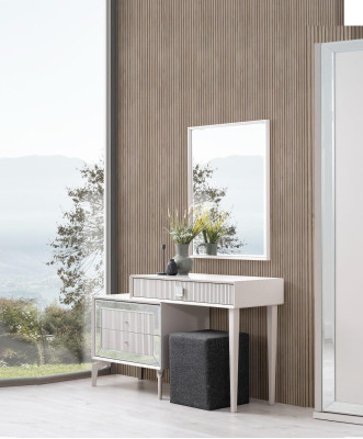 Groß Schlafzimmer Garnitur Doppelbett Bett Holz Set 7tlg Weiß Modern