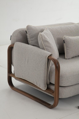 Sofagarnitur 431 Sitzer Sessel Modern Stoff Grau Set Wohnzimmer Gruppe