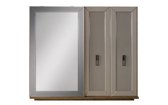 Garderobenschrank Schrank Spiegel Holzschrank Beige