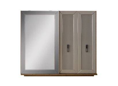 Garderobenschrank Schrank Spiegel Holzschrank Beige