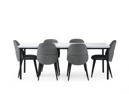Esszimmer Gruppe Esstisch Stühle Tisch Holz Set 7tlg Grau Modern Set