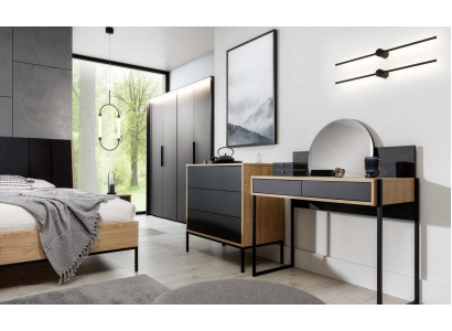 Schminktisch mit Spiegel Schwarz Konsolentisch Tisch Holz Spiegel Schlafzimmer