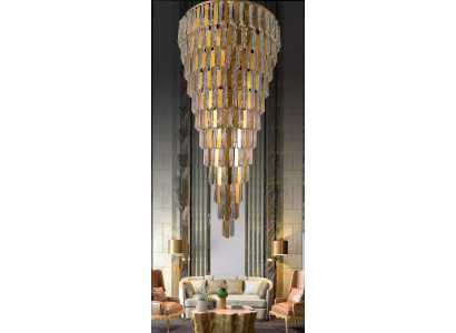 Kronleuchter Deckenleuchter Gold Deckenlampe Lüster Kristall 80cm Tropfen