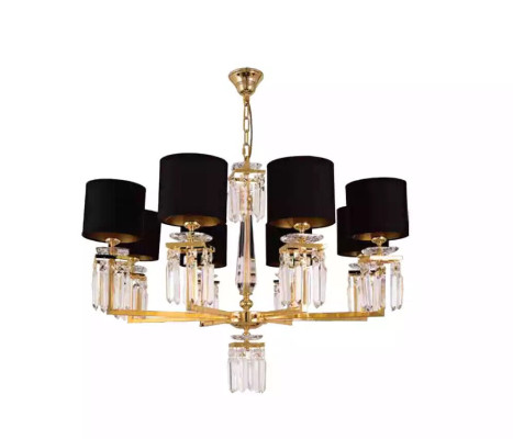 Kronleuchter Deckenleuchter Gold Deckenlampe Lüster Kristall Schwarz