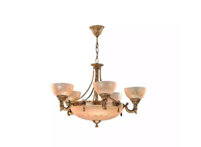 Kronleuchter Deckenlampe Lüster Deckenleuchter Lampe Glas Gold Beige