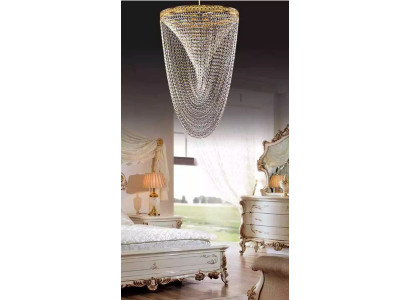 Kronleuchter Decken Leuchte Luxus Gold Deckenlampe Lüster Kristall Ketten