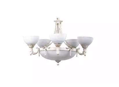 Deckenleuchter Luster Kronleuchter Deckenlampe Weiß Glas Lampen 70x77cm