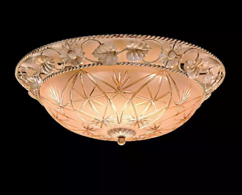 Kronleuchter Deckenleuchter Lüster Deckenlampe Lampen Glas Gold Rund