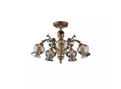 Deckenlampe Deckenleuchter Blumen Lüster Kronleuchter Lampe Glas Braun