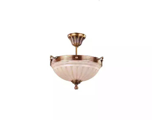 Deckenleuchter Lampe Beige Deckenlampe Lüster Kronleuchter Glas Art