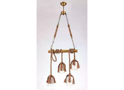 Lampe Bambus Deckenleuchter Lüster Kronleuchter Deckenlampe Glas Braun