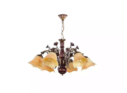 Deckenlampe Blumen Deckenleuchter Lüster Kronleuchter Lampe Glas Beige