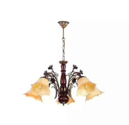 Deckenlampe Blumen Deckenleuchter Lüster Kronleuchter Lampe Glas Beige