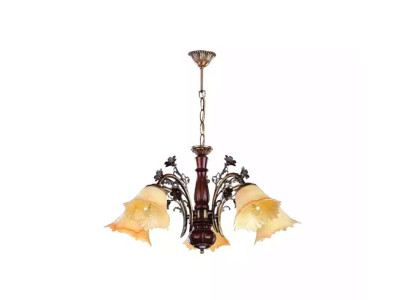 Deckenlampe Blumen Deckenleuchter Lüster Kronleuchter Lampe Glas Beige