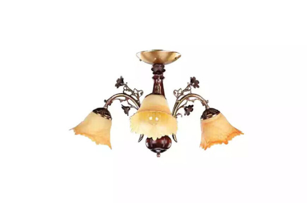Deckenlampe Blumen Deckenleuchter Lüster Kronleuchter Lampe Glas Braun