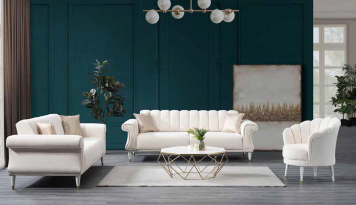 Wohnzimmer Sofagarnitur-Set Dreisitzer Zweisitzer Sessel Luxus Möbel Neu