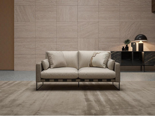 Luxus Beige Zweisitzer Sofa Couch Polster Möbel Textil Wohnzimmer Einrichtung