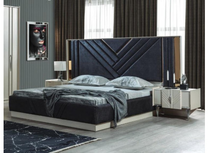Blaues Bett Designer Bettgestell Schlafzimmer Möbel Luxus Nachttische