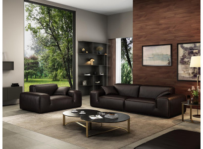 Schwarze Sofagarnitur Luxus 3+1 Sitzer Ledercouchen Wohnzimmer Möbel