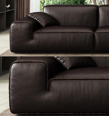 Schwarze Sofagarnitur Luxus 3+1 Sitzer Ledercouchen Wohnzimmer Möbel
