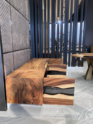 Anrichte Sideboard Kommode Epoxidharz Braun Wohnzimmer Holz Kommoden
