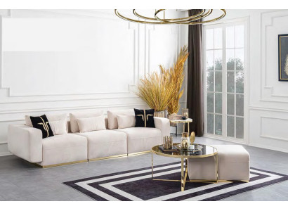Großer Weißer Fünfsitzer Luxus Sofa Wohnlandschaft Wohnzimmer Modern
