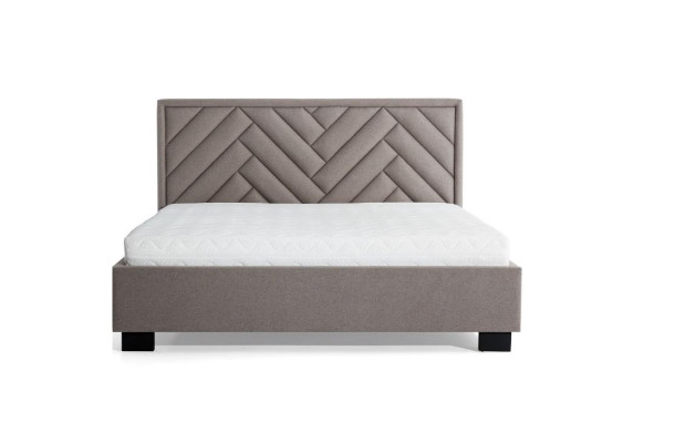 Schlafzimmer Set Grau Bett Holz 2x Nachttische Elegantes Modern Schön Neu 3tlg.