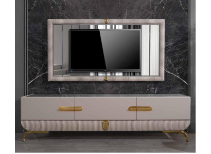 Wohnwänd Wand Holz Modern Stil Regal Wohnzimmer Möbel Schrank RTV mit TV Rahmen