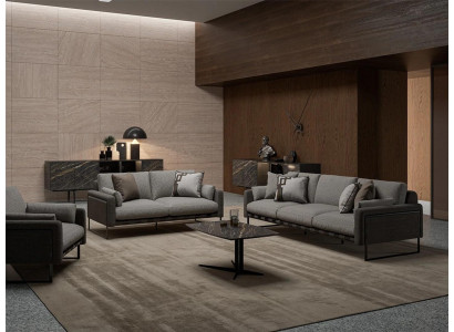 Grau Sofagarnitur 4tlg Wohnzimmer Sessel Einrichtung Luxus Design Sofas Neu