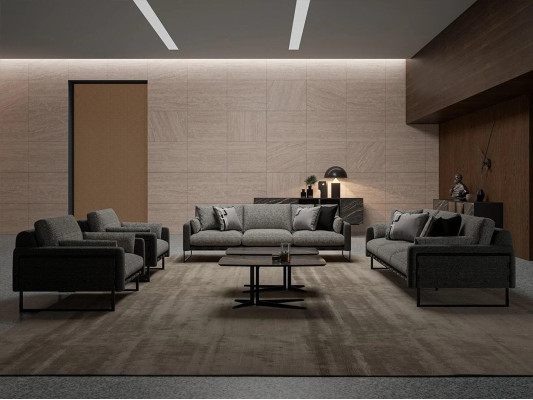 Luxus Grau Sofa Komplett 2x Dreisitzer Sofa 2x Sessel Wohnzimmer 2x Couchtisch
