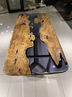 Esstisch Epoxidharz Küchentisch Esszimmertisch Tisch 240 cm Holz Braun