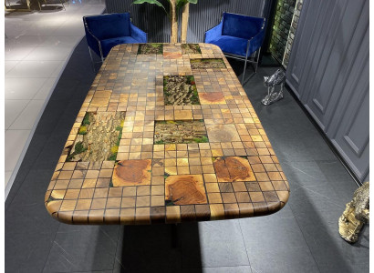 Esstisch Epoxidharz Esszimmertisch Mosaik Tisch 90 cm Holz Braun Neu 