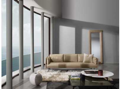 Luxus Dreisitzer Prianera Couch Relax Polster Möbel Beige Couchen Sofas Leder