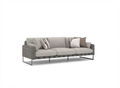 Wohnzimmer Luxus Grau Dreisitzer Sofa Einrichtung Modern Textil Design