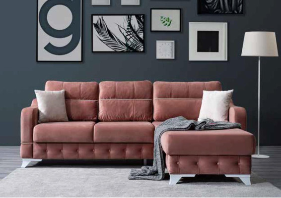  Luxuriöses Wohnzimmersofa Sofa L-Form Modern Bequem in Rosa Farbe Neu
