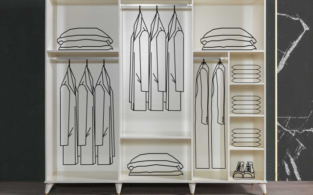 Weißer Kleiderschrank Glasschrank Schlafzimmer Designer Holz Möbel Neu