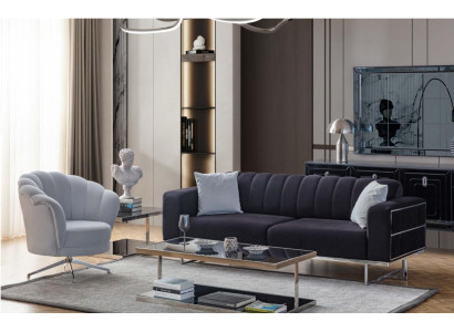 Sitzgarnitur Moderne Textil Couchen Designer Dreisitzer Polster Sessel