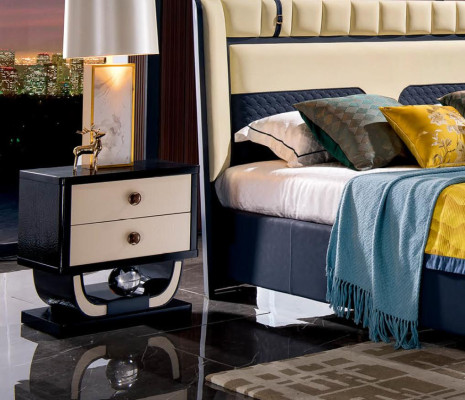 Luxus Schlafzimmer Doppelbett Bett 180x200 Leder Italienische Möbel